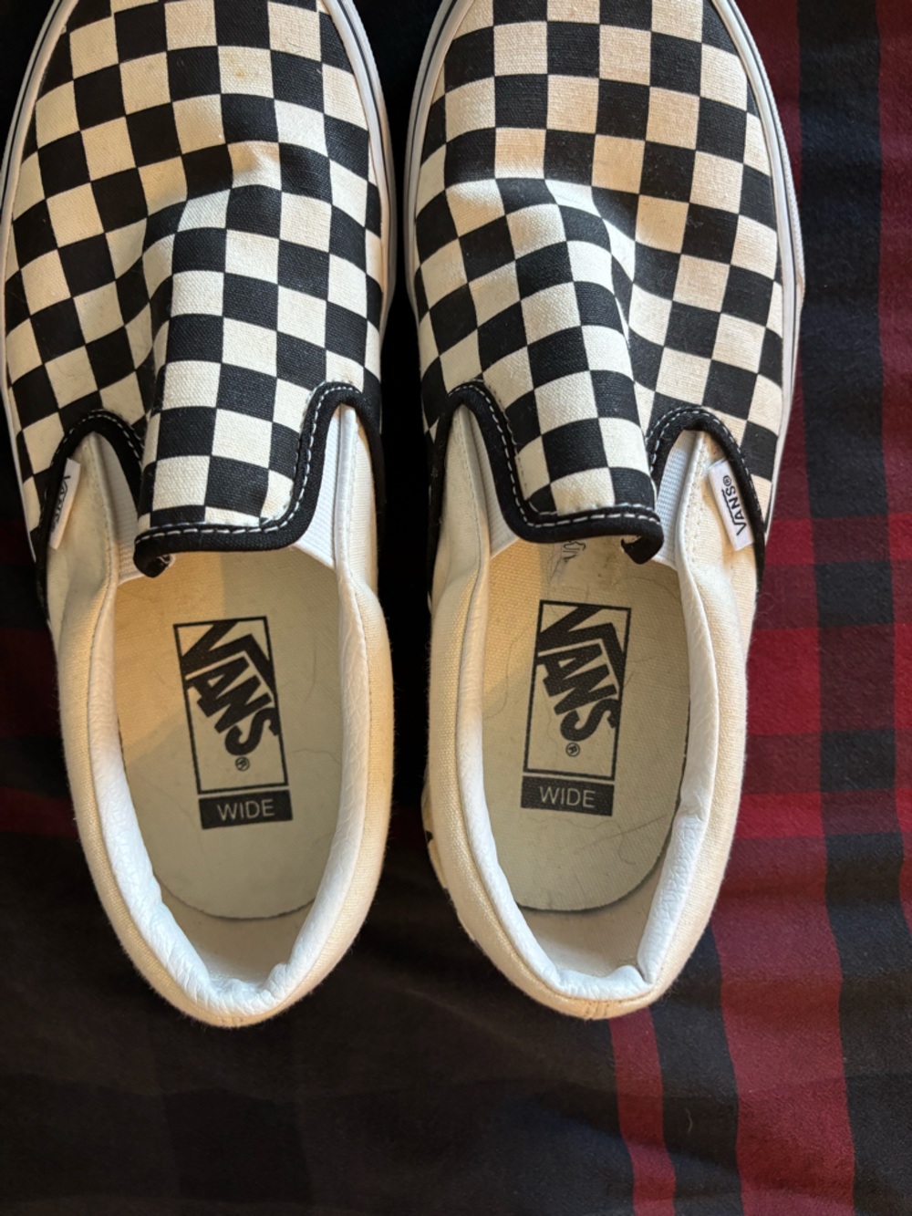 Vans Black and White Checkerboard Slip-On Shoes